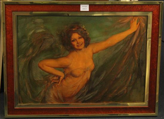 After Marie Felix Hippolyte Lucas Portrait of Loie Fuller, 17.5 x 25in.